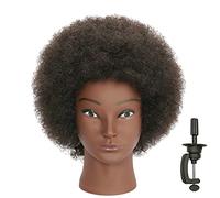 TIANYOUHAIR Maniquí de pelo humano rizado rizado cabeza maniquí cosmetología maquillaje muñeca manicana cabezas para la práctica trenzar estilo exhibición entrenamiento Updos con soporte