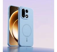 TIANYUE Funda Magnética para OPPO Find X9 Pro, Compatible con mag-Safe, Anillo Magnético Integrado, Funda Delgada Antichoque de Silicona Líquida para OPPO Find X9 Pro-Azul Claro