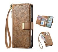 TIANYUE Funda para Honor 400 Lite, Estuche Tipo Billetera con Cremallera, Funda de Cuero PU con 6 Ranuras para Tarjetas Case para Honor 400 Lite-Marrón