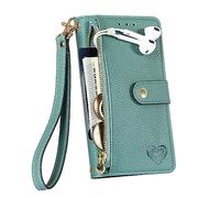 TIANYUE Funda para Honor 600 Lite, Funda Tipo Billetera con Cremallera, Cover con [Bloqueo RFID] [Tarjeteros] [TPU a Prueba de Golpes], Case para Honor 600 Lite-Verde