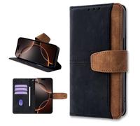 TIANYUE Funda para Motorola Moto G100 2025 5G, Funda Retro de Bloques de Colores con Tarjetero y Soporte, Cubierta de Cuero PU para Motorola Moto G100 2025 5G, Negro