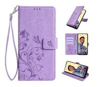 TIANYUE Funda para Motorola Moto G100 2025 5G, Patrón de Flores y Mariposas Flip Cover Libro Case Fundas con Función Soporte, PU Wallet Cover para Motorola Moto G100 2025 5G-Púrpura