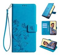 TIANYUE Funda para Motorola Moto G100 2025 5G, Patrón de Flores y Mariposas Flip Cover Libro Case Fundas con Función Soporte, PU Wallet Cover para Motorola Moto G100 2025 5G-Azul