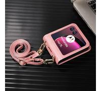 TIANYUE Funda para Motorola RAZR 60 Ultra, con [cordón] [Ranuras para Tarjetas] Funda de Cuero, Elegante y con Estilo para Motorola RAZR 60 Ultra-Rosa