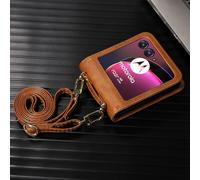 TIANYUE Funda para Motorola RAZR 60 Ultra, con [cordón] [Ranuras para Tarjetas] Funda de Cuero, Elegante y con Estilo para Motorola RAZR 60 Ultra-Marrón