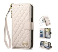 TIANYUE Funda para TCL 60 SE NxtPaper 5G Tipo Billetera con Cremallera, Cover con [Soporte Integrado] [Tarjeteros][Correa], Funda TPU a Prueba de Golpes para TCL 60 SE NxtPaper 5G-Blanco