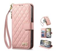 TIANYUE Funda para TCL NxtPaper 70 Pro Tipo Billetera con Cremallera, Cover con [Soporte Integrado] [Tarjeteros][Correa], Funda TPU a Prueba de Golpes para TCL NxtPaper 70 Pro-Rosa