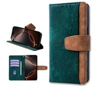 TIANYUE Funda para Vivo X200 FE, Funda Retro de Bloques de Colores con Tarjetero y Soporte, Cubierta de Cuero PU para Vivo X200 FE, Verde