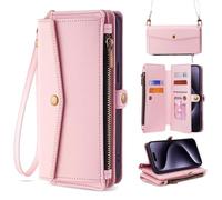 TIANYUE Funda para ZTE Blade A56 4G, Funda de Cuero de PU con Cremallera con Ranura para Tarjeta de pie Funciones Funda Protectora para ZTE Blade A56 4G-Rosa