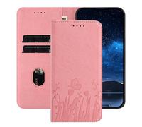 TIANYUE Funda para ZTE Nubia Neo 3 5G con Soporte Ajustable de Cuero PU - Elegante Diseño de Mariposas y Tulipanes, Ranura para Tarjetas, Cover para ZTE Nubia Neo 3 5G-Rosa