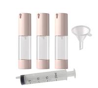 TIANZD 3 Piezas 15ml Botella Airless Envase Cosmético en Plástico, Rose Transparent Botellas de Bomba sin Aire, Vacías Dispensador para Cosmética Gel de Ducha, Loción Viaje + Jeringuilla