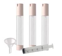 TIANZD 3 Piezas 30ml Botella Airless Envase Cosmético en Plástico, Rose Transparent Botellas de Bomba sin Aire, Vacías Dispensador para Cosmética Gel de Ducha, Loción Viaje + Jeringuilla