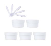 TIANZD 5 Pieza Envases Cosmética Plástico Blanco 50ml Tarro de Cosmética 50 g Cuenco de Mascarilla con Tapa para barro de Máscara Cremas Hidratantes Loción Ungüento Sal de Baño con Espátulas