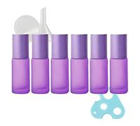 TIANZD 6 Pieza Morado Mate Botella Roll-on de Vidrio 5ml Botellas de Rodillos de Aceites Esenciales con Tapón de Alu Botellas de aceites esenciales y 1 Embudos, 1 Abridor