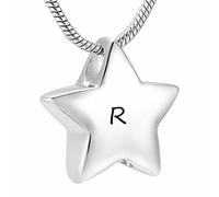 TIANZXS Colgante de joyería de cremación con Estrella grabada con 26 Letras Que sostiene Las Cenizas de un ser Querido, urna Conmemorativa de Acero Inoxidable R