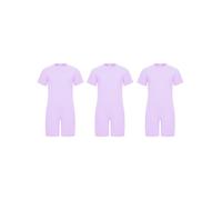 TiaoBug 3 Piezas Ropa Adaptada Para Niños Niñas Con Necesidades Especiales Mono De Color Liso Cuello Redondo Manga Corta Con Cremallera En La Espalda Lavanda 11-12 años