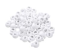 TiaoBug 50Pcs Topes para Cordones con Muelle Cierres Tanka Cordón Bloqueo Plástico Negro/Blanco para Costura de Bolsa Estuche Blanco 1.7cm
