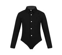 TiaoBug Camisa de Danza para Niños Bodysuit Leotardo de Baile Latino Tango Jazz Jumpsuit Una Pieza con Bowtie Mono de Gimnasia Ropa de Baile de Salón Traje de Baile Actuación Negro b 10 años