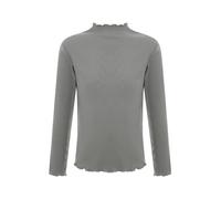 TiaoBug Camiseta Interior Manga Larga para Niñas Camiseta Termica Algodón con Volantes Color Sólido con Cuello Medio Alto Jersey Cálido Otoño Invierno Gris 9-10 años
