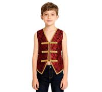 TiaoBug Chaleco Gótico Steampunk Para Niños Chaleco Elegante Cuello En V Chaqueta De Caballero Disfraz De Príncipe Medieval Rojo 5-6 años