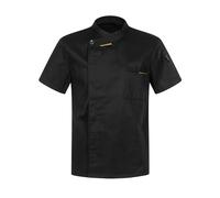 TiaoBug Chaqueta De Chef Hombre Chaqueta Cocinero Manga Larga/Corta Ropa De Trabajo Ropa Informal Suelta De Chef Manga Corta Negra H XL