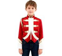 TiaoBug Chaqueta Majorette De Banda De Marcha Para Niños Abrigo Mangas Larga Con Cremallera Disfraces De Cosplay Fiesta Halloween Carnaval Rojo 7-8 años