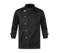 TiaoBug Chaquetilla De Cocina Unisex con Manga Corta Y Larga Camiseta De Cocinero Uniforme con Botones De Seguridad Camisa De Chef Bordada Manga Larga Negra M