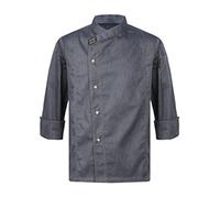TiaoBug Chaquetilla De Cocina Unisex con Manga Corta Y Larga Camiseta De Cocinero Uniforme con Botones De Seguridad Camisa De Chef Bordada Manga Larga Gris M