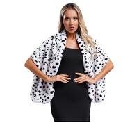 TiaoBug Disfraz De Chal Dálmata De Halloween Para Mujer Bufanda Blanca Y Negra Mujer Abrigos De Piel Para Invierno Disfraz De Halloween De Los Años 20 Tipo A Talla única