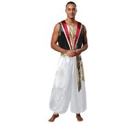 TiaoBug Disfraz De Cosplay Príncipe India Para Hombre Pelele Con Cinturón Metálico Traje De Lámpara Mágica Disfraz Halloween Carnaval Fiesta