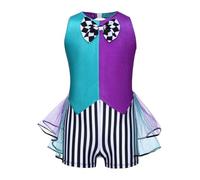 TiaoBug Disfraz De Sombrerero Loco Para Niña Mono Bodysuit Con Tutú Sin Mangas A Rayas Vestido De Fiesta De Té De Cuento De Hadas Verde 11-12 años