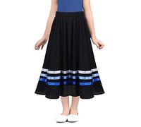 TiaoBug Falda de Flamenco para Niña Falda Largo de Plisada con Cintura Elástica Vestido Baile de Salón Sevillanas Tango Disfraz de Bailarina Black&Blue 14 años