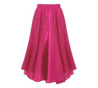 TiaoBug Falda Largo De Baile Flamenco para Niñas Falda De Baile Latino Falda Largo De Plisada con Cintura Elástica Falda De Sevillanas Salón Tango Rosa Caliente 3-4 años
