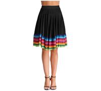 TiaoBug Faldas Largas De Baile Folklórico para Mujer Disfraz Flamenca Sevillana con Raya Colorida Disfraz De Mejicana Ropa De Baile Elegante Negro 55cm XXL