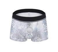 TiaoBug Hombre Ropa Interior con Anillo Pene Tirantes Hombres Bragas String Plata Floral XL