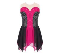 TiaoBug Maillot De Danza Gimnasia Rítmica Niña Vestido Sin Mangas Con Falda Tul Vestido De Danza Lírica Patinaje Artístico Disfraz De Bailarina Rosa caliente D 9-10 años