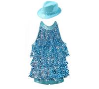 TiaoBug Maillot Lentejuelas De Baile para Niña Vestidos De Baile De Salón Leotardo Gimnasia Rítmica Traje De Danza Latino De Jazz Danza Moderno Cielo Azul A 5-6 años