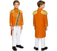 TiaoBug Niño Traje De Príncipe Uniforme Banda Música Chaqueta Frac Manga Larga Disfraz Tamborilero Smoking Naranja 11-14 años