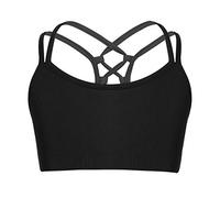 TiaoBug Tank Top de Tirantes Deporte para Niñas de Danza Gimnasia Running Sujetador Deportivo Elástico Básico para Niñas Infántil de Actuación Negro 8 Años