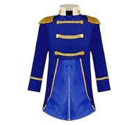 TiaoBug Traje De Príncipe Real Cosplay Para Bebé Niños Chaqueta De Terciopelo Manga Larga Con Flecos Uniforme Victoriano Esmoquin Azul real 18-24 meses