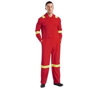 TiaoBug Uniforme De Trabajo Para Hombre Mono De Cirre Cremallera Con Mangas Largas Mono De Seguridad Con Rayas Reflectantes Rojo XL