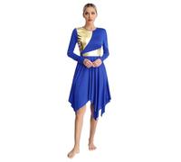 TiaoBug Vestido Brillante de Ballet para Mujer Disfraz de Danza Cristiana Vestido de Tul Asimétrica Vestidos Baile de Salón Contemporánea Z Azul L