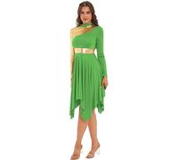 TiaoBug Vestido Brillante de Ballet para Mujer Disfraz de Danza Cristiana Vestido de Tul Asimétrica Vestidos Baile de Salón Contemporánea Verde Claro M