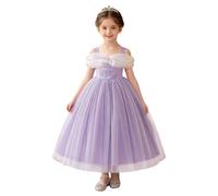 TiaoBug Vestido Comunion Niña Traje De Cumpleaños Ropa Vestirse Princesa Boda Y Baile Graduación Actuaciones Lavanda 130