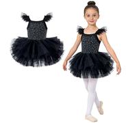 TiaoBug Vestido De Baile para Niña Tutu Ballet Princesa Brillante Body Clásico Fiesta Cumpleaños Negro 2-3 años