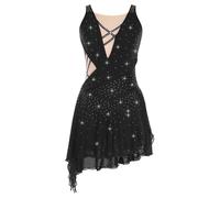 TiaoBug Vestido De Danza Ballet Clásica para Mujer Maillot De Patinaje Artísctico con Falda Tul Traje De Actuación De Danza Lírica Negro S