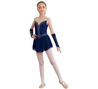 TiaoBug Vestido de Danza Ballet Niña Maillot Bailarina Sin Mangas Vestido de Danza Contemporanea Vestido Tutú Disfraz Bailarina Actuación Dancewear Azul Marino A 9-10 años