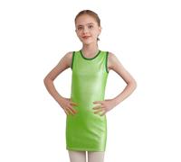 TiaoBug Vestido De Danza Jazz Brillante para Niña Vestido Sin Manga De Baile De Porrista Ropa De Danza Hiphop Deportiva Verde Fluorescente 3-4 años
