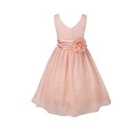 TiaoBug Vestido Largo Niñas para Boda Fiesta Vestidos Elegante sin Mangas Princesa Infancia Niña Dama de Honor Vestido con Cinturón de Flores Coral Pink 14 años