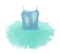 TiaoBug Vestido Princesa de Danza Ballet para Niña Maillot con Falda Tutú Leotardo Gimnasia Rítmica Competición Body Ballet Disfraz de Bailarina Actuación Turquesa 6-7 años
